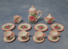 rosa Tee-Set Pink Rim Tea Set