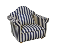 Sessel mit Kissen blau-gestreift Modern Blue Stripe Armchair
