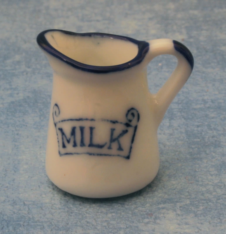 1:12 Maßstab Blau & Weiß Keramik Milch Krug Tumdee Puppenhaus Küche Drink B108a 
