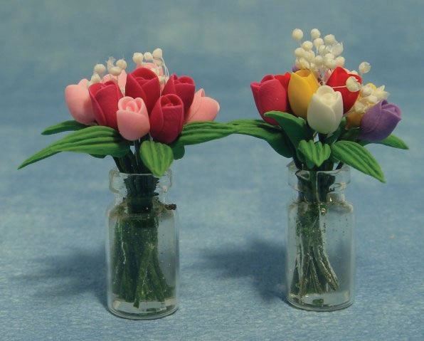 3x 17mm Puppenhaus Miniatur grün Vasen 
