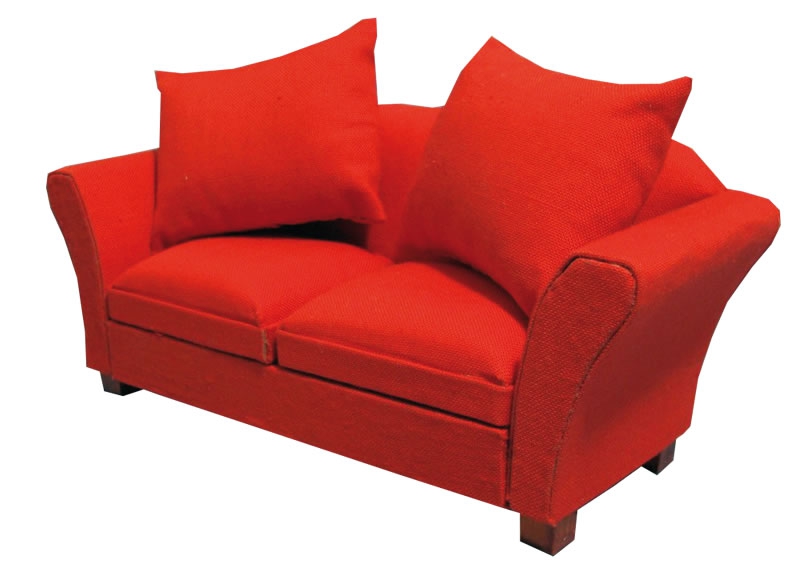 Puppenhaus Modern Rot Sofa Mit Kissen Miniatur Wohnzimmer Loungemöbel 